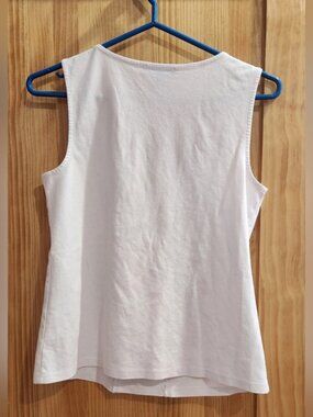 INC International Concepts White Tank Top with Black Accents